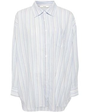 B+ AB Striped Button-Up Shirt - White
