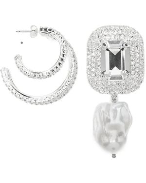 Magda Butrym Crystal-Embellished Mismatched Earrings - White