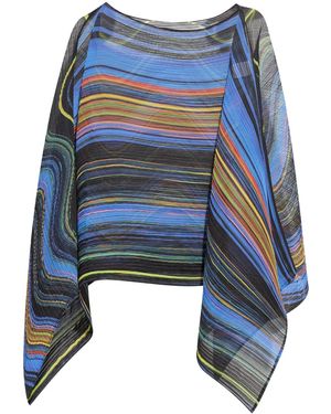 Pleats Please Issey Miyake マルチカラーポンチョ - ブルー