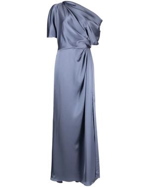 Amsale Off-Shoulder Draped-Detail Gown - Blue