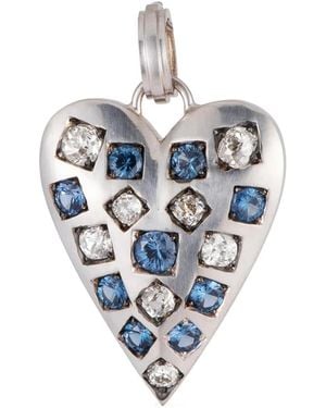 Sylva & Cie Diamond And Sapphire Heart Pendant - Blue