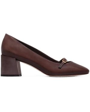 Bernardo Amelie Buckle-Strap Block-Heel Court Shoes - Brown