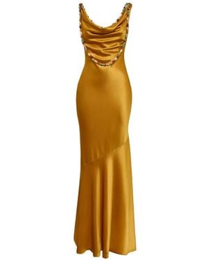 retroféte Perlenverziertes Kleid Mit Drapiertem Ausschnitt - Mettallic