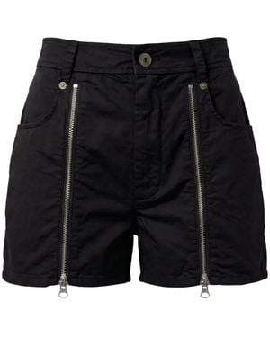 MR & MRS Zip-Detail Cotton Shorts - Black