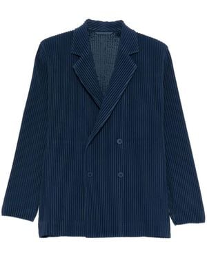 Homme Plissé Issey Miyake Pleated Single-Breasted Jacket - Blue