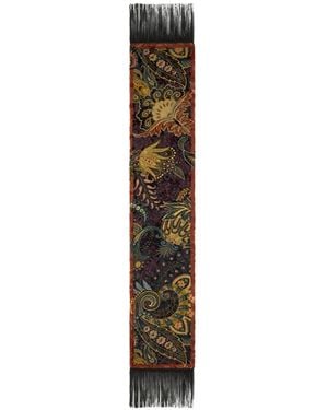 Etro Silk-Blend Velvet Scarf With Floral-Paisley Motif - White