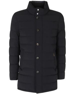 Moorer Quilted High-Neck Coat - Blue
