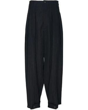 Yohji Yamamoto Hose Mit Weitem Saum - Schwarz