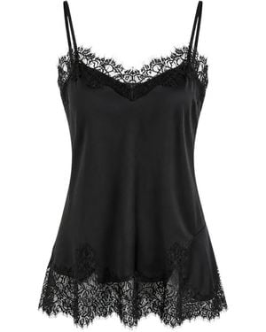 Gold Hawk Lace-Trim Camisole Top - Black