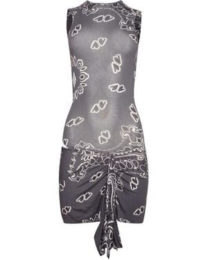 The Attico Bandana-Print Mini Dress - Grey
