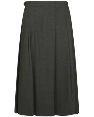 Brunello Cucinelli Falda Con Aplique Monili - Gris