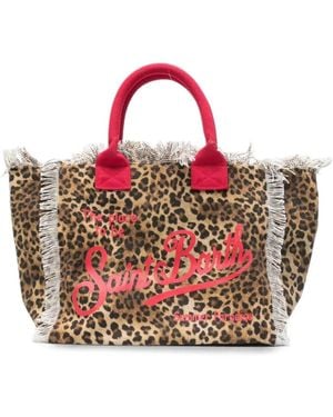 MC2 Saint Barth Leopard-Print Frayed Tote Bag - Pink