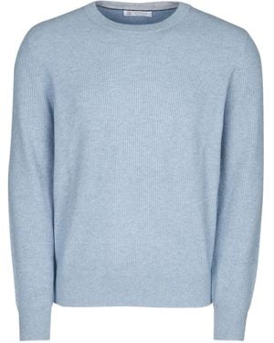 Brunello Cucinelli Ribbed Crew-Neck Jumper - Blue
