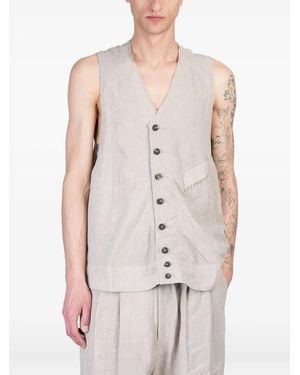 Ziggy Chen Linen Gilet - White