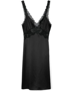 Saint Laurent Satin Short Dress - Black