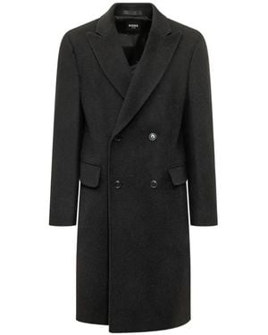 BOSS Manteau Croisé À Revers Pointus - Black