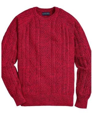 Brooks Brothers Fisherman Crewneck Jumper - Red