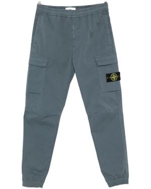 Stone Island Logo-Patch Cargo Pants - Blue