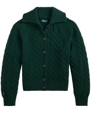 Polo Ralph Lauren Veste Pony En Maille Torsadée - Green