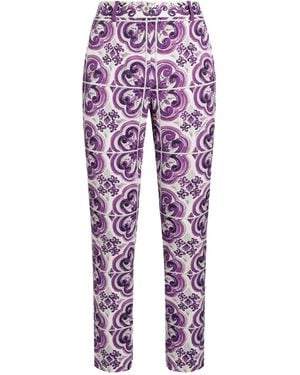 Dolce & Gabbana Majolica-Print Trousers - Red