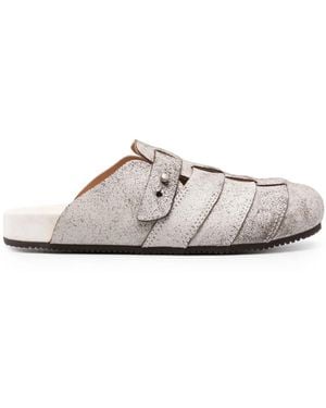 Buttero Round-Toe Leather Slippers - White