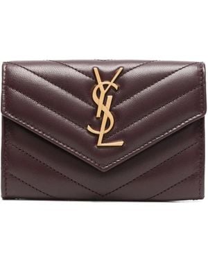 Saint Laurent Chevron Logo Wallet - Brown