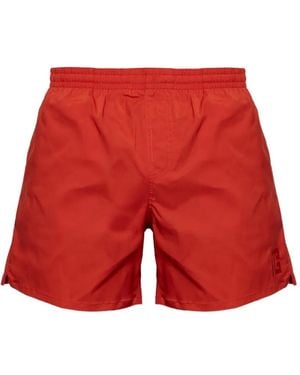 Balmain Logo-Detail Swim Shorts - Red