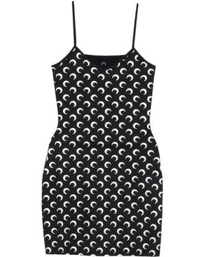 Marine Serre Moon-Print Mini Dress - Black