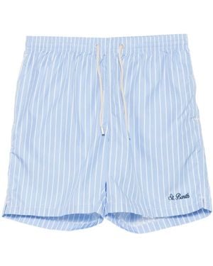 MC2 Saint Barth Vertical-Stripe Drawstring-Fastening Swim Shorts - Blue