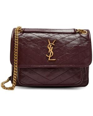 Saint Laurent Niki Chevron Chain Shoulder Bag - Purple