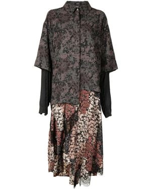 Goen.J Floral-Print Layered Dress - Grey