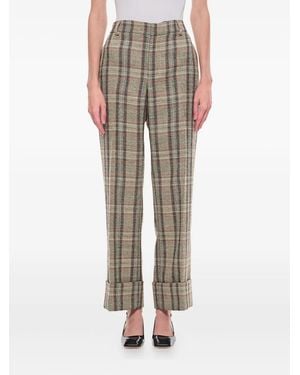 DURAZZI MILANO Tartan-Check Cuffed Trousers - Natural