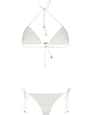 Amiri Bikini Triangular De Ganchillo - Blanco