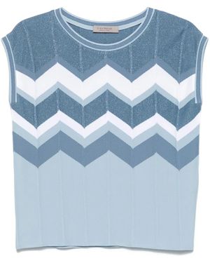 D.exterior Chevron-Knit Vest - Blue