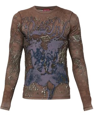DIESEL T-Tadeo Long-Sleeve Graphic T-Shirt - Grey