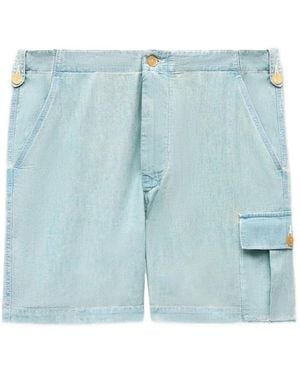 KENZO Sounds Chambray Cargo Shorts - Blue