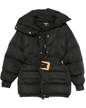 Balmain Doudoune À Taille Ceinturée - Noir