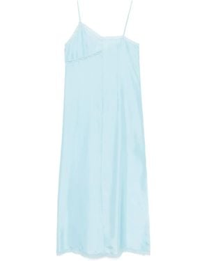 MM6 by Maison Margiela Asymmetric Silk Maxi Dress - Blue