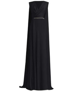 Gemy Maalouf Cape-Back V-Neck Dress - Black