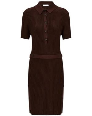 Ferragamo Knitted Polo Dress - Brown