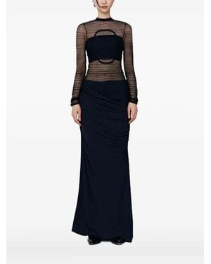 Christopher Esber Sheer-Paneled Draped Top - Blue