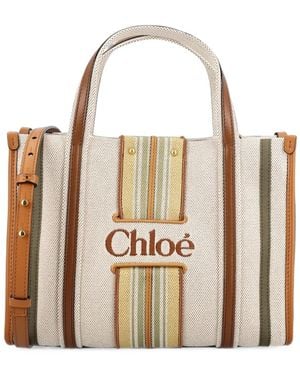Chloé Petit Sac À Main Woody Loop En Toile - White