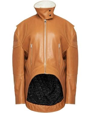 JW Anderson Curved Leather Jacket - Brown