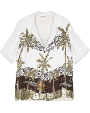 P.A.R.O.S.H. Palm Tree-Print Sequin-Embellished Shirt - White