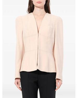 McQueen Topstitched Peplum-Hem Jacket - Natural