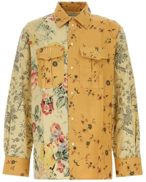 Marine Serre Floral Print Cotton Shirt - Yellow