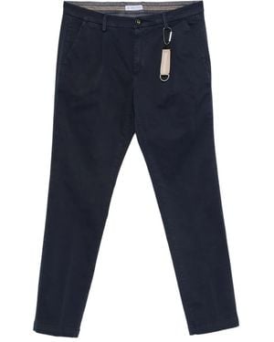 Manuel Ritz Pleated Twill Chino Trousers - Blue