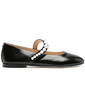 Mach & Mach Faux-pearl Leather Ballerina Shoes - Black