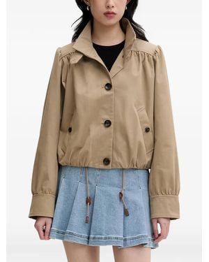 Miss Sixty Gathered Button-Up Trench Jacket - Blue