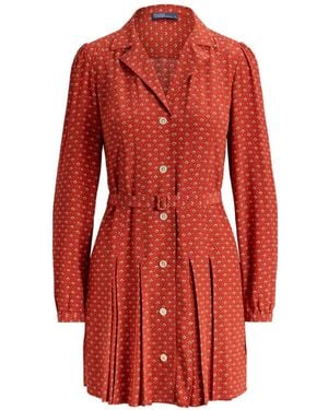 Polo Ralph Lauren Kenna Belted Pleated Dress - Red